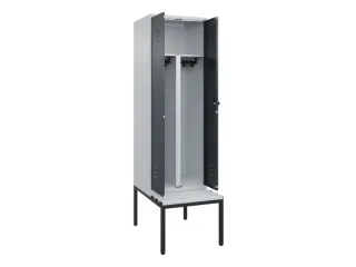 PBM-locker met bank,HxBxD 2120x600x815mm,2vak,vak B 300mm,draaigrendel - 2