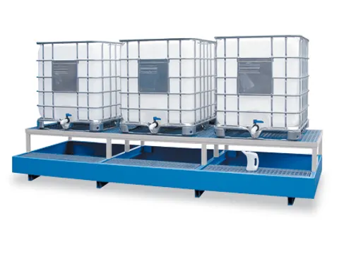 Opvangbak 3x Ibc Opvangvol. 1000l Staal 645x 3850x 1400mm Aftapbok