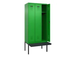 locker met bank,HxBxD 2120x900x815mm,3vak,vak B 300mm,cilinderslot