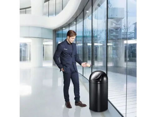 Afvalbak Pushcan 40 Liter Mat Zwart