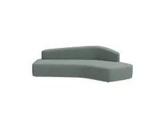 Poefmodule Rocada Volga-I 232x68x92cm gebogen grijs