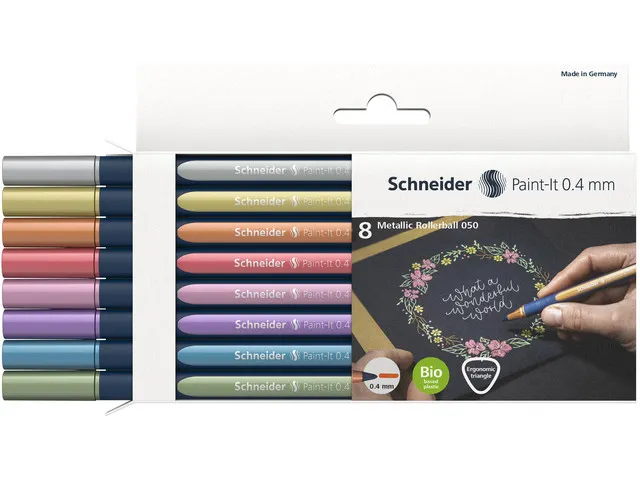 Metallic rollerball Schneider Paint-It 050 0.4mm etui 6+2 gratis
