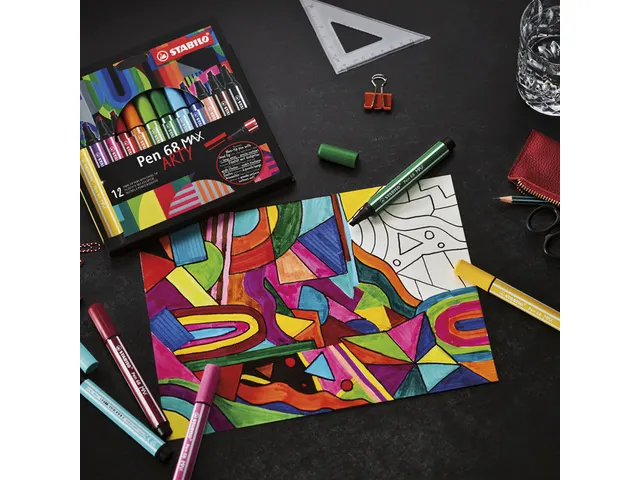 Viltstift STABILO Pen 68 /12 Max Arty assorti etui à 12 stuks