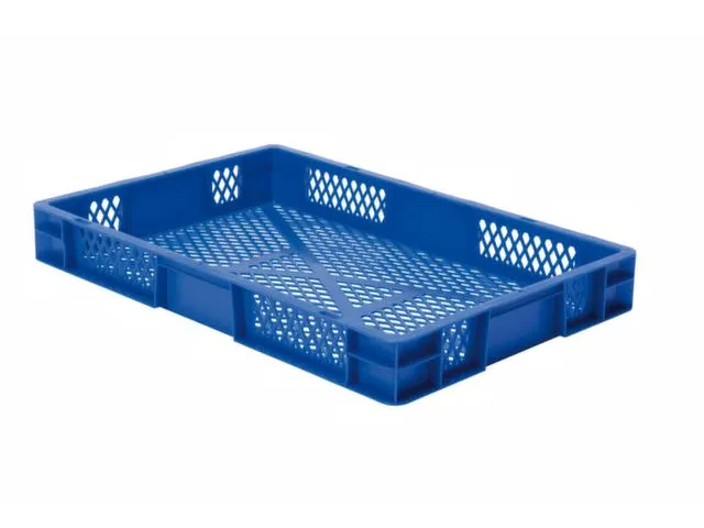 Euronorm-stapelbak 14.5l 75x600x400mm Wanden/bodem Opengewerkt Blauw