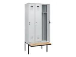 locker met bank,voor scheiding van kleding,HxBxD 2120x900x815mm,3vak