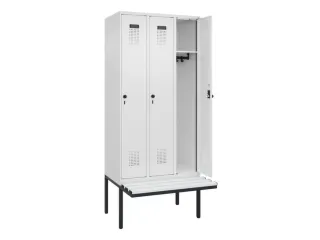 locker met bank,HxBxD 2120x900x815mm,3vak,vak B 300mm,draaigrendel - 1