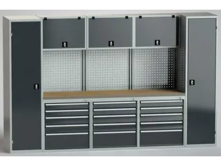 werkbank m. kastwand,HxBxD 2000x3175x630mm,8kasten - 1