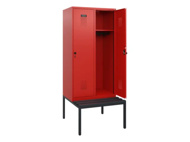 locker met bank,HxBxD 1950x800x815mm,2vak,vak B 400mm,draaigrendel