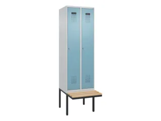 locker met bank,voor scheiding van kleding,HxBxD 2120x600x815mm,2vak - 2