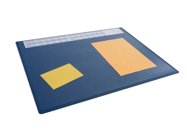 Sous-main PP avec calendrier rabat transparent 650x500mm bleu