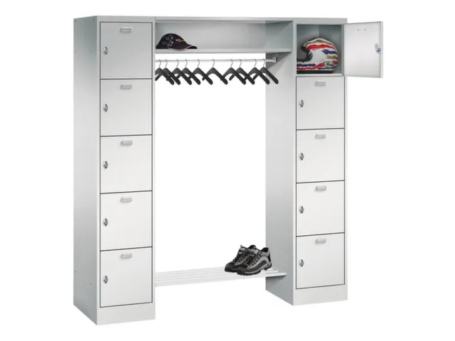 personeelsgarderobe draaigr. 1950x1700x500mm 2x5 vakken 400mm RAL7035