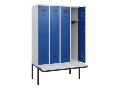 locker met bank,HxBxD 1950x1200x815mm,4vak,vak B 300mm,cilinderslot