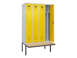 locker met bank,voor scheiding van kleding,HxBxD 2120x1200x815mm,4vak