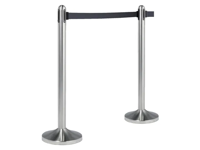 Poteau Securit inox avec enrouleur 210cm noir