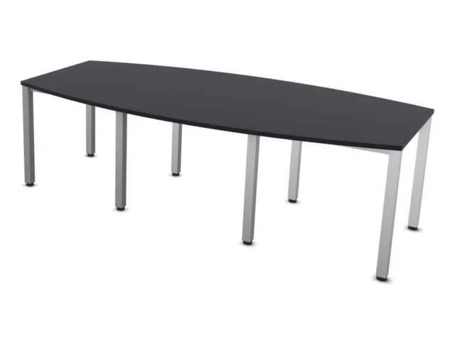 Table de conférence forme de fût 740x2400x1200mm CC-noir 4 pieds alu
