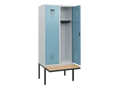 locker met bank,HxBxD 1950x800x815mm,2vak,vak B 400mm,cilinderslot