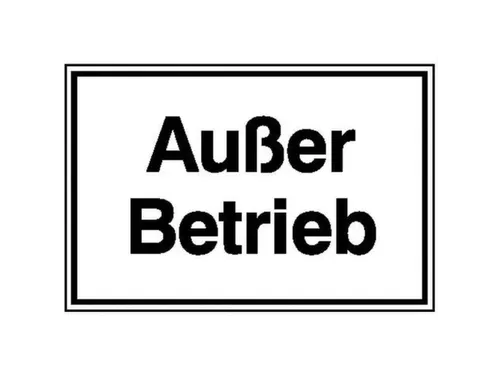 aanwijzingsbord,Buiten werking,PVC,om te verlijmen,HxB 150x250mm