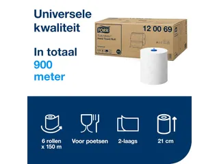 Tork 120069 Matic Universal Handdoekrol 2-laags Wit 150 meter 6 Rollen - 4