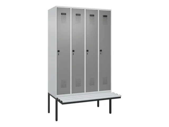 locker met bank,voor scheiding van kleding,HxBxD 2120x1200x815mm,4vak