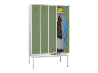 locker met bank,HxBxD 2150x1200x500mm,4vak,RAL7035,front RAL6011 - 2