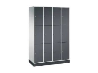 lockerkast,RAL 7035/RAL 7021,HxBxD 1950x1220x500mm,4x3vakken,cil.-slot - 2
