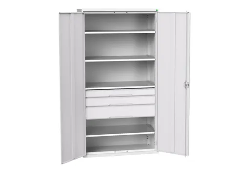 universele kast,HxBxD 2000x1050x550mm,4xStalen bodem,3lade(n)