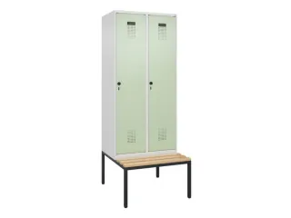 locker met bank,HxBxD 2120x800x815mm,2vak,vak B 400mm,draaigrendel - 3