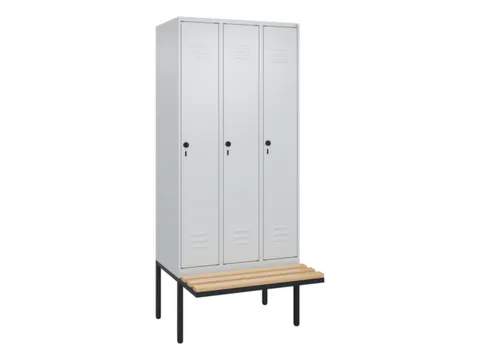locker met bank,HxBxD 2120x900x815mm,3vak,vak B 300mm,draaigrendel