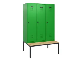 locker met bank,HxBxD 1950x1200x815mm,3vak,vak B 400mm,draaigrendel - 2