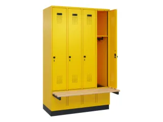 locker met bank,HxBxD 1950x1200x815mm,4vak,vak B 300mm,draaigrendel - 1