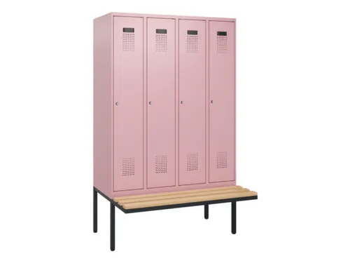 locker met bank,HxBxD 1950x1200x815mm,4vak,vak B 300mm,cilinderslot