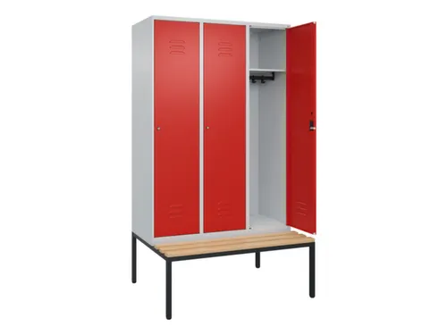 locker met bank,HxBxD 2120x1200x815mm,3vak,vak B 400mm,cil.-slot