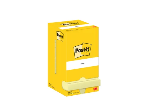 Memoblok Post-it 654 76x76mm geel 12 stuks