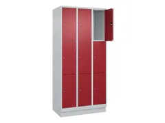 lockerkast,HxBxD 1950x900x500mm,3x3vakken,vak B 300mm,cil.-slot,sokkel