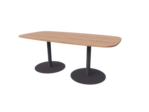 Linesto vergadertafel 200x100 deens ovaal hav/kers 25mm zwart