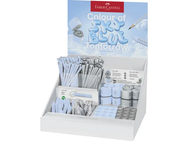 Grip 2001 Faber-Castell display 182stuks sky blue en zilvergrijs