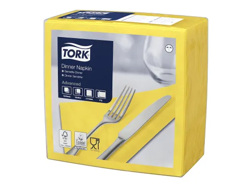 Tork 477901 Dinnerservet 39x39cm 2-laags 1/4 vouw 12x150st Geel
