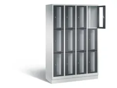 Lockerkast 1800x1190x500mm 4x3 vakken Cilinderslot, Sokkel, RAL7021