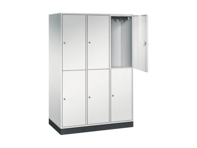 Dubbeldekse garderobekast,RAL 7035,HxBxD 1950x1220x600mm,3x2vak.