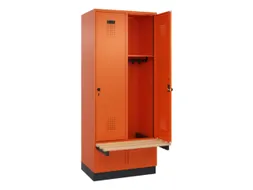 locker met bank,HxBxD 1950x800x815mm,2vak,vak B 400mm,draaigrendel
