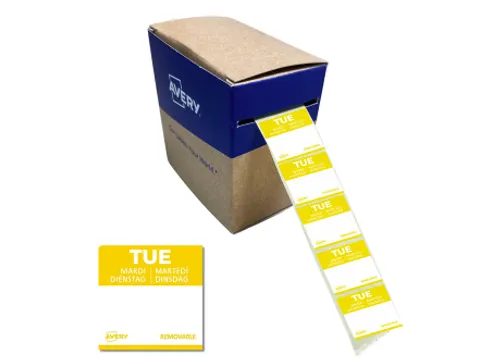 Etiket Avery HACCP dinsdag geel 25x25mm 1000 stuks