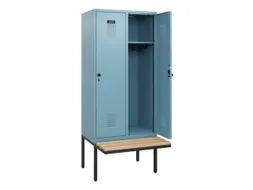 locker met bank,HxBxD 1950x800x815mm,2vak,vak B 400mm,draaigrendel