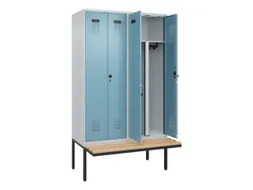 PBM-locker met bank,HxBxD 2120x1200x815mm,4vak,vak B 300mm