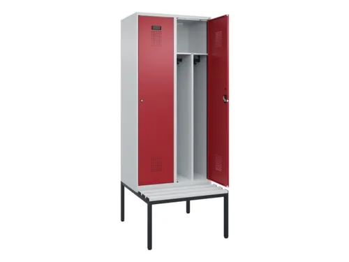 locker met bank,voor scheiding van kleding,HxBxD 2120x800x815mm,2vak