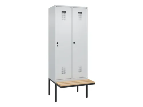 locker met bank,HxBxD 2120x800x815mm,2vak,vak B 400mm,draaigrendel