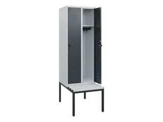 locker met bank,HxBxD 1950x600x815mm,2vak,vak B 300mm,draaigrendel - 2