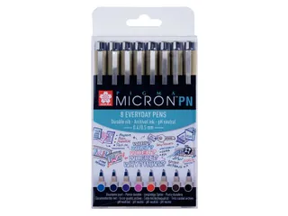 Fineliner Sakura Pigma Micron 0.4mm blister à 8 stuks assorti - 1