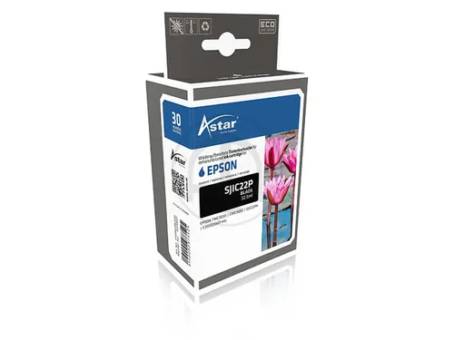 As70021 Astar Epson Sjic22P Tmc Inkt Zwart Rebuilt Chip 32,5Ml