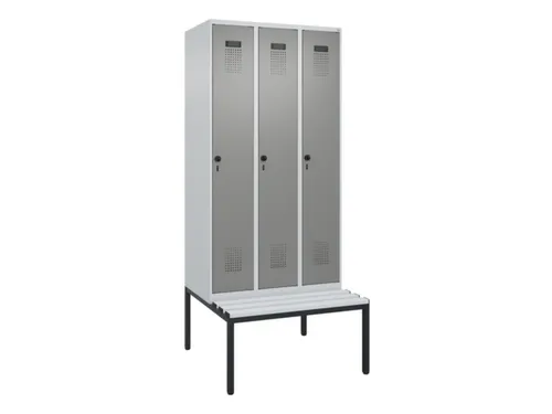locker met bank,voor scheiding van kleding,HxBxD 2120x900x815mm,3vak