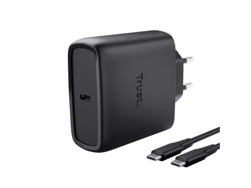 Oplader met kabel Trust Maxo 65W USB-C GaN zwart